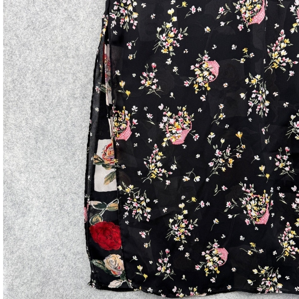 Impressions Midi Dress Size Small Black Reversible Floral 90s Vintage Grunge - Picture 5 of 8